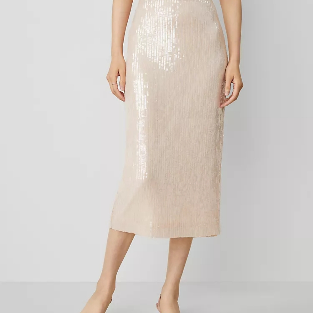 Ann Taylor Sequin Skirt in Cream